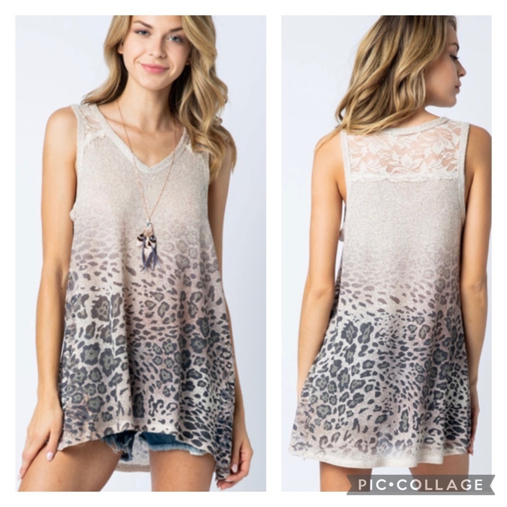 Vocal Leopard/Camouflage Lace Panel Top! S,M